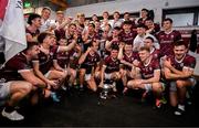 5 May 2024; Galway players celebrate in the dressing room after their side's victory in the Connacht GAA Football Senior Championship final match between Galway and Mayo at Pearse Stadium in Galway. Photo by Piaras Ó Mídheach/Sportsfile