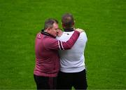5 May 2024; Galway selector John Concannon can't watch the final free, along with trainer Cian O'Neill near the end of the Connacht GAA Football Senior Championship final match between Galway and Mayo at Pearse Stadium in Galway. Photo by Daire Brennan/Sportsfile