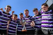 5 May 2024; Terenure players, including captain Cameron Dowd, centre, celebrate after their side's victory in the Leinster Rugby Bank of Ireland Schools Youth Finals Day match between Bective and Terenure at Energia Park in Dublin. Photo by Shauna Clinton/Sportsfile