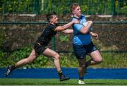 5 May 2024; Jack Power of North Meath/ MU Barnhall is tackled by Matthew O'Brien of Westmanstown/ St Marys during the Leinster Rugby Bank of Ireland Schools Youth Finals Day match between North Meath/ MU Barnhall and Westmanstown/ St Marys at Energia Park in Dublin. Photo by Shauna Clinton/Sportsfile