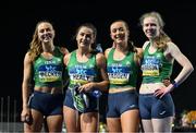 5 May 2024; The Ireland women's 4x400m relay team, from left, Sophie Becker, Phil Healy, Lauren Cadden and Roisin Harrison during day two of the World Athletics Relays at Thomas A Robinson National Stadium in Nassau, Bahamas. Photo by Erik van Leeuwen/Sportsfile