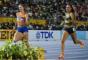 5 May 2024; Sharlene Mawdsley of Ireland, right, competes in the mixed 4x400m relay final, alongside Femke Bol of Netherlands during day two of the World Athletics Relays at Thomas A Robinson National Stadium in Nassau, Bahamas. Photo by Erik van Leeuwen/Sportsfile
