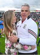 5 May 2024; Galway manager Padraic Joyce celebrates with his wife Tracey after the Connacht GAA Football Senior Championship final match between Galway and Mayo at Pearse Stadium in Galway. Photo by Seb Daly/Sportsfile