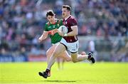 5 May 2024; Cein Darcy of Galway in action against Sam Callinan during the Connacht GAA Football Senior Championship final match between Galway and Mayo at Pearse Stadium in Galway. Photo by Seb Daly/Sportsfile