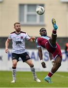 6 May 2024; Frantz Pierrot of Drogheda United in action against Paul Doyle of Dundalk during the SSE Airtricity Men's Premier Division match between Drogheda United and Dundalk at Weavers Park in Drogheda, Louth. Photo by Ben McShane/Sportsfile