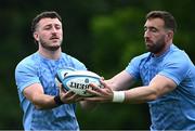 6 May 2024; Will Connors, left, and Jack Conan during Leinster rugby squad training at UCD in Dublin. Photo by Piaras Ó Mídheach/Sportsfile