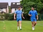 6 May 2024; Garry Ringrose, left, and Charlie Ngatai during Leinster rugby squad training at UCD in Dublin. Photo by Piaras Ó Mídheach/Sportsfile