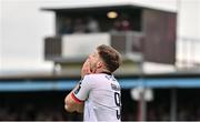 6 May 2024; Jamie Gullan of Dundalk reacts after a missed opportunity on goal during the SSE Airtricity Men's Premier Division match between Drogheda United and Dundalk at Weavers Park in Drogheda, Louth. Photo by Ben McShane/Sportsfile