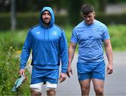 6 May 2024; Jack Conan, left, and Dan Sheehan arrive for Leinster rugby squad training at UCD in Dublin. Photo by Piaras Ó Mídheach/Sportsfile