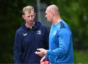 6 May 2024; Head coach Leo Cullen speaking with Rhys Ruddock, right, during Leinster rugby squad training at UCD in Dublin. Photo by Piaras Ó Mídheach/Sportsfile Photo by Piaras Ó Mídheach/Sportsfile