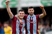 6 May 2024; Evan Weir, left, and Adam Foley of Drogheda United celebrate after the SSE Airtricity Men's Premier Division match between Drogheda United and Dundalk at Weavers Park in Drogheda, Louth. Photo by Ben McShane/Sportsfile