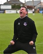 6 May 2024; Drogheda United manager Kevin Doherty celebrates after the SSE Airtricity Men's Premier Division match between Drogheda United and Dundalk at Weavers Park in Drogheda, Louth. Photo by Ben McShane/Sportsfile