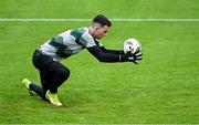 6 May 2024; Shamrock Rovers goalkeeper Leon Pohls in the warm-up before the SSE Airtricity Men's Premier Division match between Shamrock Rovers and Waterford at Tallaght Stadium in Dublin. Photo by Piaras Ó Mídheach/Sportsfile