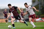 6 May 2024; James Clarke of Bohemians in action against Maurice Nugent of Galway United during the SSE Airtricity Men's Premier Division match between Bohemians and Galway United at Dalymount Park in Dublin. Photo by Ben McShane/Sportsfile