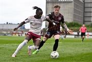 6 May 2024; Jeanno Esua of Galway United in action against Danny Grant of Bohemians during the SSE Airtricity Men's Premier Division match between Bohemians and Galway United at Dalymount Park in Dublin. Photo by Ben McShane/Sportsfile