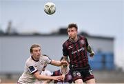 6 May 2024; Danny Grant of Bohemians in action against David Hurley of Galway United during the SSE Airtricity Men's Premier Division match between Bohemians and Galway United at Dalymount Park in Dublin. Photo by Ben McShane/Sportsfile