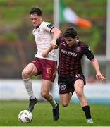 6 May 2024; James Clarke of Bohemians in action against Patrick Hickey of Galway United during the SSE Airtricity Men's Premier Division match between Bohemians and Galway United at Dalymount Park in Dublin. Photo by Ben McShane/Sportsfile