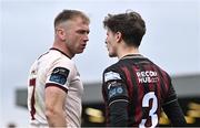 6 May 2024; Paddy Kirk of Bohemians and Stephen Walsh of Galway United tussle during the SSE Airtricity Men's Premier Division match between Bohemians and Galway United at Dalymount Park in Dublin. Photo by Ben McShane/Sportsfile