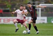 6 May 2024; Karl O'Sullivan of Galway United in action against Jordan Flores of Bohemians during the SSE Airtricity Men's Premier Division match between Bohemians and Galway United at Dalymount Park in Dublin. Photo by Ben McShane/Sportsfile