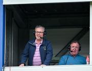 5 May 2024; Radio Kerry commentator Tim Moynihan, left, and analyst Ambrose O'Donovan during the Munster GAA Football Senior Championship final match between Kerry and Clare at Cusack Park in Ennis, Clare. Photo by Brendan Moran/Sportsfile