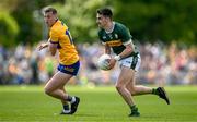 5 May 2024; Brian Ó Beaglaoich of Kerry in action against Emmet McMahon of Clare during the Munster GAA Football Senior Championship final match between Kerry and Clare at Cusack Park in Ennis, Clare. Photo by Brendan Moran/Sportsfile