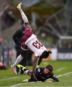 6 May 2024; Jeanno Esua of Galway United is tackled by Paddy Kirk of Bohemians during the SSE Airtricity Men's Premier Division match between Bohemians and Galway United at Dalymount Park in Dublin. Photo by Ben McShane/Sportsfile