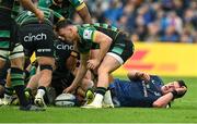 4 May 2024; Joe McCarthy of Leinster lies at the bottom of a ruck during the Investec Champions Cup semi-final match between Leinster and Northampton Saints at Croke Park in Dublin. Photo by Brendan Moran/Sportsfile