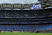 4 May 2024; The teams run onto the pitch before the Investec Champions Cup semi-final match between Leinster and Northampton Saints at Croke Park in Dublin. Photo by Brendan Moran/Sportsfile