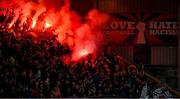 3 May 2024; Flares are set off in the stands before the SSE Airtricity Men's Premier Division match between Bohemians and Shamrock Rovers at Dalymount Park in Dublin. Photo by Brendan Moran/Sportsfile