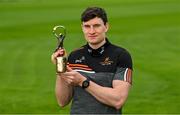 7 May 2024; PwC GAA/GPA Player of the Month for March in hurling, David Fitzgerald of Clare, with his award at his local club Inagh-Kilnamona GAA in Clare. Photo by Brendan Moran/Sportsfile