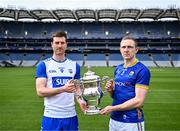 7 May 2024; Jason Curry of Waterford and Paddy Fox of Longford in attendance at the launch of the Tailteann Cup 2024 at Croke Park in Dublin. Photo by Piaras Ó Mídheach/Sportsfile