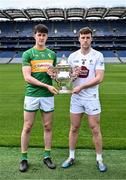7 May 2024; Barry McNulty of Leitrim and Darragh Kirwan of Kildare in attendance at the launch of the Tailteann Cup 2024 at Croke Park in Dublin. Photo by Piaras Ó Mídheach/Sportsfile