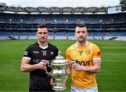 7 May 2024; Niall Murphy of Sligo and Dermot McAleese of Antrim in attendance at the launch of the Tailteann Cup 2024 at Croke Park in Dublin. Photo by Piaras Ó Mídheach/Sportsfile