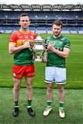 7 May 2024; Darragh Foley of Carlow and Declan McCusker of Fermanagh in attendance at the launch of the Tailteann Cup 2024 at Croke Park in Dublin. Photo by Piaras Ó Mídheach/Sportsfile