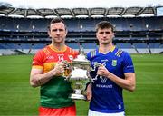 7 May 2024; Darragh Foley of Carlow and Patrick O’Keane of Wicklow in attendance at the launch of the Tailteann Cup 2024 at Croke Park in Dublin. Photo by Piaras Ó Mídheach/Sportsfile