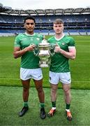 7 May 2024; Josh Obahor of London and Barry Coleman of Limerick in attendance at the launch of the Tailteann Cup 2024 at Croke Park in Dublin. Photo by Piaras Ó Mídheach/Sportsfile