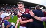 5 May 2024; John Daly of Galway celebrates after his side's victory in the Connacht GAA Football Senior Championship final match between Galway and Mayo at Pearse Stadium in Galway. Photo by Piaras Ó Mídheach/Sportsfile