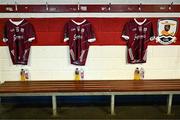 5 May 2024; The jerseys of players, from left, Robert Finnerty, Damien Comer and Shane Walsh in the Galway dressing room before the Connacht GAA Football Senior Championship final match between Galway and Mayo at Pearse Stadium in Galway. Photo by Piaras Ó Mídheach/Sportsfile