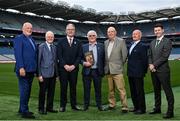 7 May 2024; In attendance are Uachtarán Chumann Lúthchleas Gael Jarlath Burns with, from left, Brendan McGrath, Allumni,  Liam Mac Maghuna, Professor of Irish at UCD, David Rafferty, Allumni President, Stephen McGrath, Allumni, Michael McGrath and Sean Stack, Principal of St Josephs Fairview at Croke Park during the launch of the remarkable book The Epic Origins of Hurling, endorsed by the legendary Brian Cody. This publication presents an abridged version and translation of Scéal na hIomána, considered the definitive historical and cultural heritage, brought to life through the collaborative efforts of past pupils and the dedicated Joeys Past Pupils Union. Photo by David Fitzgerald/Sportsfile