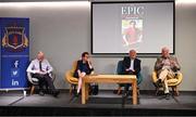 7 May 2024; Panellists, from left, Liam Mac Maghuna, Professor of Irish at UCD, Padraigin Riggs, former Lecturer at UCC, Michael McGrath, Allumni, and Stephen McGrath, Allumni during the launch of the remarkable book The Epic Origins of Hurling, endorsed by the legendary Brian Cody. This publication presents an abridged version and translation of Scéal na hIomána, considered the definitive historical and cultural heritage, brought to life through the collaborative efforts of past pupils and the dedicated Joeys Past Pupils Union. Photo by David Fitzgerald/Sportsfile