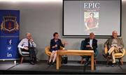 7 May 2024; Panellists, from left, Liam Mac Maghuna, Professor of Irish at UCD, Padraigin Riggs, former Lecturer at UCC, Michael McGrath, Allumni, and Stephen McGrath, Allumni during the launch of the remarkable book The Epic Origins of Hurling, endorsed by the legendary Brian Cody. This publication presents an abridged version and translation of Scéal na hIomána, considered the definitive historical and cultural heritage, brought to life through the collaborative efforts of past pupils and the dedicated Joeys Past Pupils Union. Photo by David Fitzgerald/Sportsfile