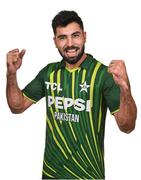 8 May 2024; Muhammad Irfan Khan during a Pakistan men’s T20 squad portrait session at the Grand Hotel in Malahide, Dublin. Photo by Seb Daly/Sportsfile