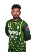 8 May 2024; Usman Khan during a Pakistan men’s T20 squad portrait session at the Grand Hotel in Malahide, Dublin. Photo by Seb Daly/Sportsfile