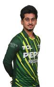 8 May 2024; Saim Ayub during a Pakistan men’s T20 squad portrait session at the Grand Hotel in Malahide, Dublin. Photo by Seb Daly/Sportsfile