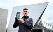 9 May 2024; Aaron Greene of Shamrock Rovers poses with his SSE Airtricity / SWI Player of the Month Award for April 2024 at Tallaght Stadium in Dublin. Photo by Piaras Ó Mídheach/Sportsfile