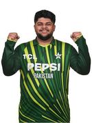 8 May 2024; Azam Khan during a Pakistan men’s T20 squad portrait session at the Grand Hotel in Malahide, Dublin. Photo by Seb Daly/Sportsfile