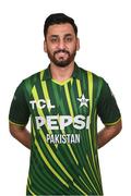 8 May 2024; Salman Ali Agha during a Pakistan men’s T20 squad portrait session at the Grand Hotel in Malahide, Dublin. Photo by Seb Daly/Sportsfile