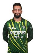 8 May 2024; Imad Wasim during a Pakistan men’s T20 squad portrait session at the Grand Hotel in Malahide, Dublin. Photo by Seb Daly/Sportsfile