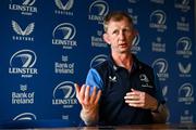 10 May 2024; Leinster head coach Leo Cullen during a Leinster Rugby media conference at the RDS Arena in Dublin. Photo by Harry Murphy/Sportsfile