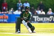 10 May 2024; Fakhar Zaman of Pakistan during match one of the Floki Men's T20 International Series between Ireland and Pakistan at Castle Avenue Cricket Ground in Dublin. Photo by Seb Daly/Sportsfile